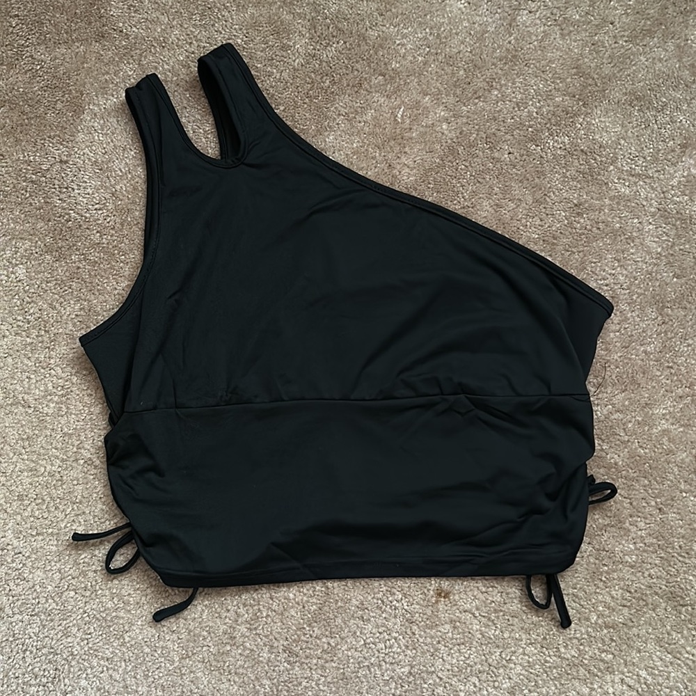 One Shoulder Drawstring Side Crop Top - Picture 8 of 8